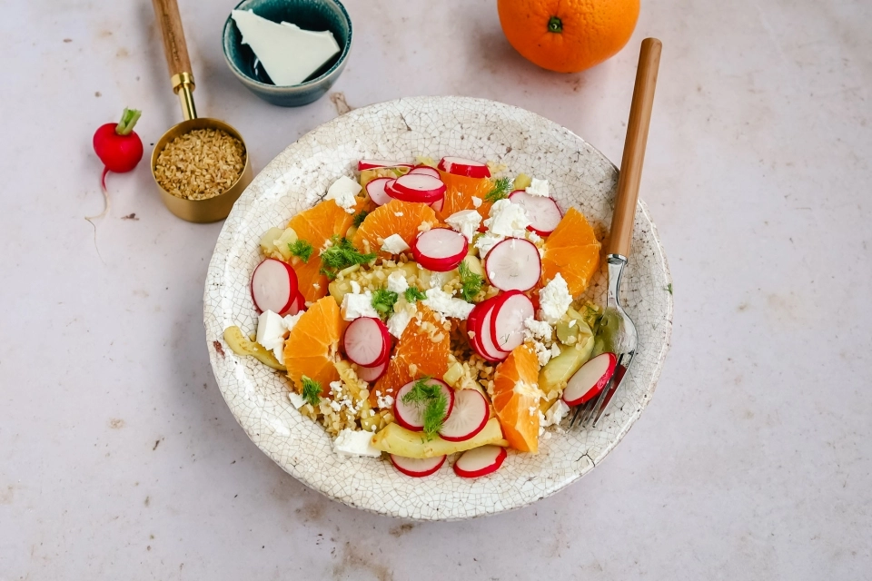 Bulgur salade met venkel & sinaasappel