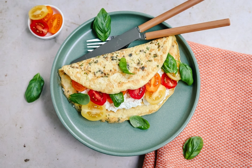 Omelet met cottage cheese & tomaatjes