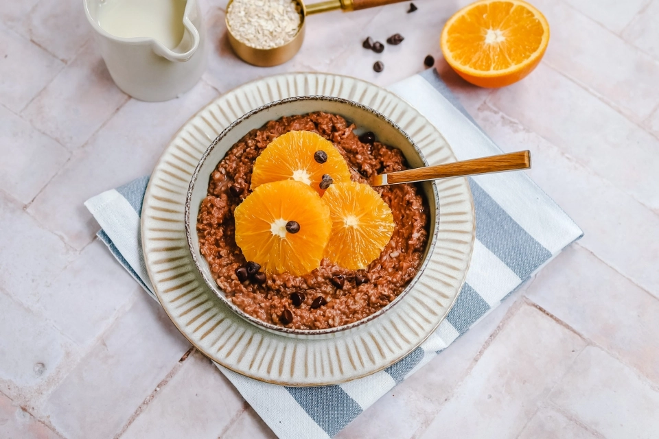 Chocolade havermout met sinaasappel