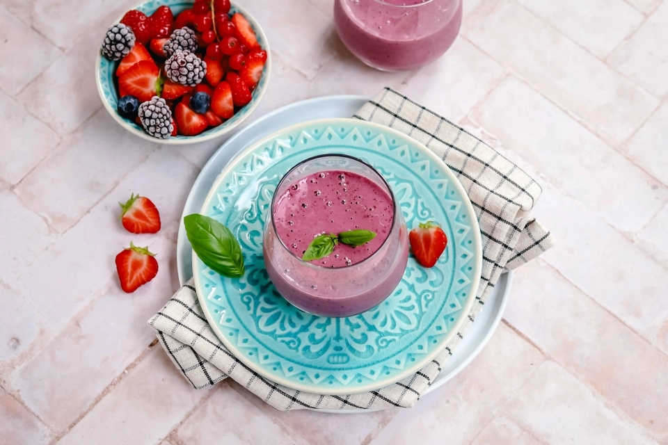 Eiwitshake met rood fruit