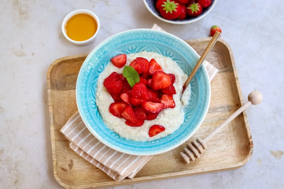 Havermout met aardbeien