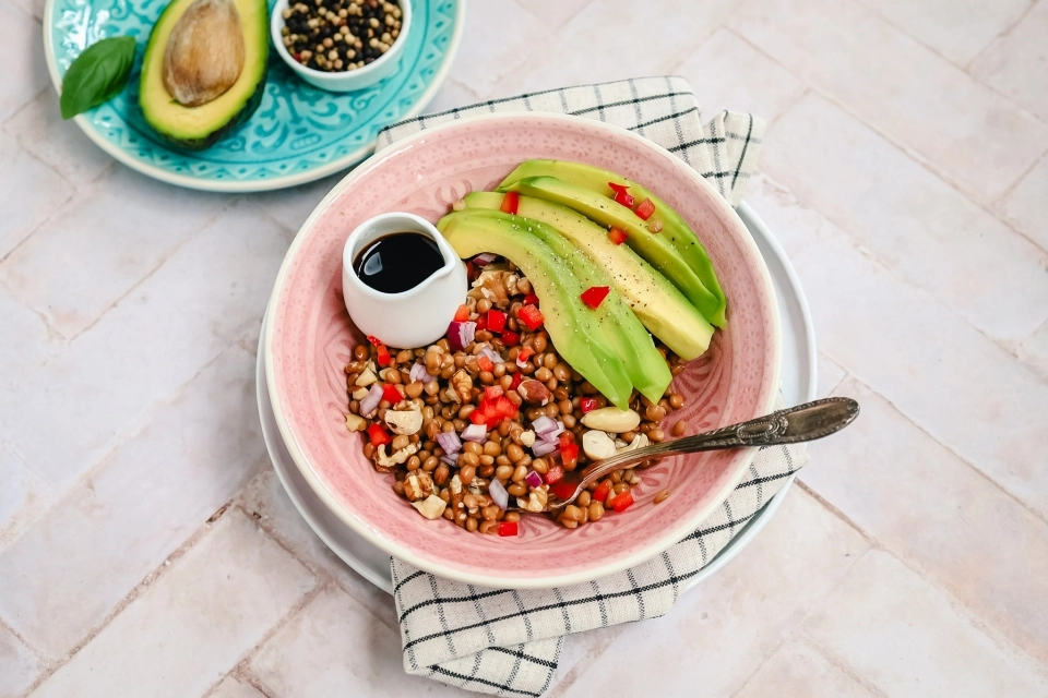 Linzensalade met noten & balsamicoazijn