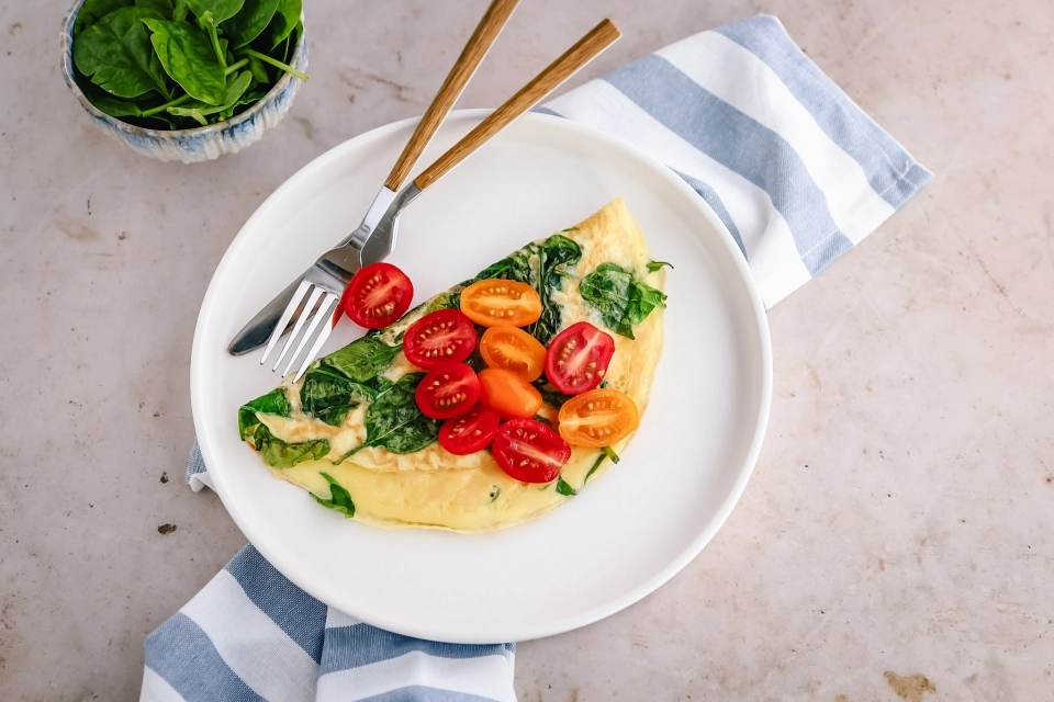 Omelet met spinazie & geraspte kaas