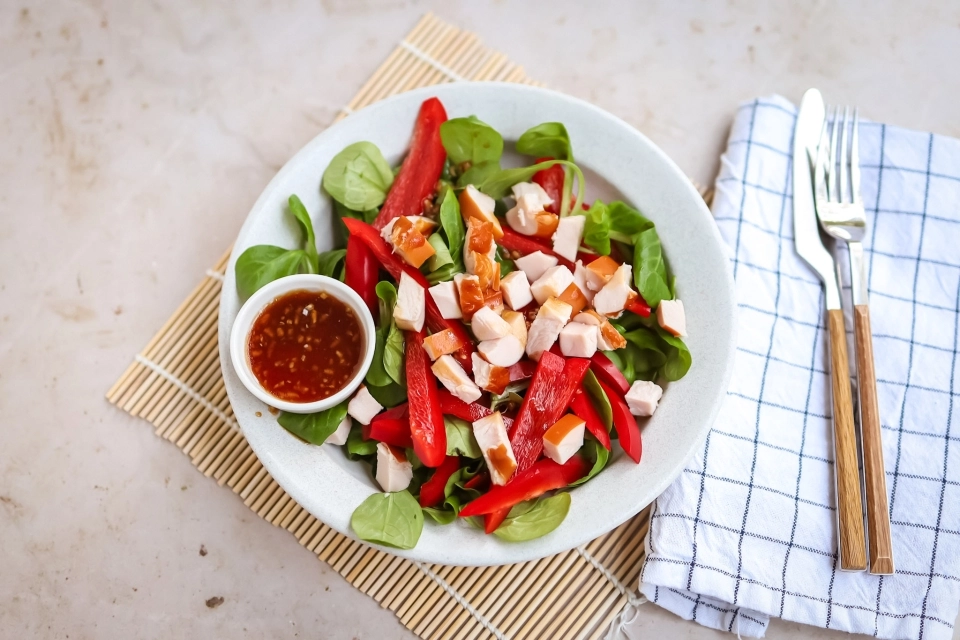 Snelle kip teriyaki salade