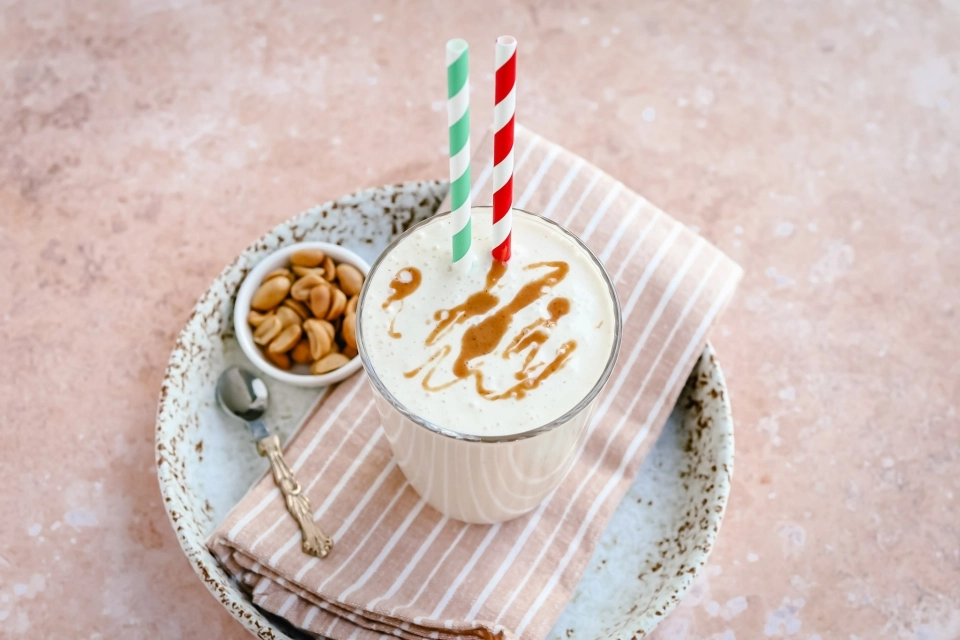 Ontbijt smoothie met banaan & pindakaas