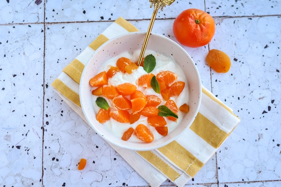 Kwark met mandarijn & abrikozen