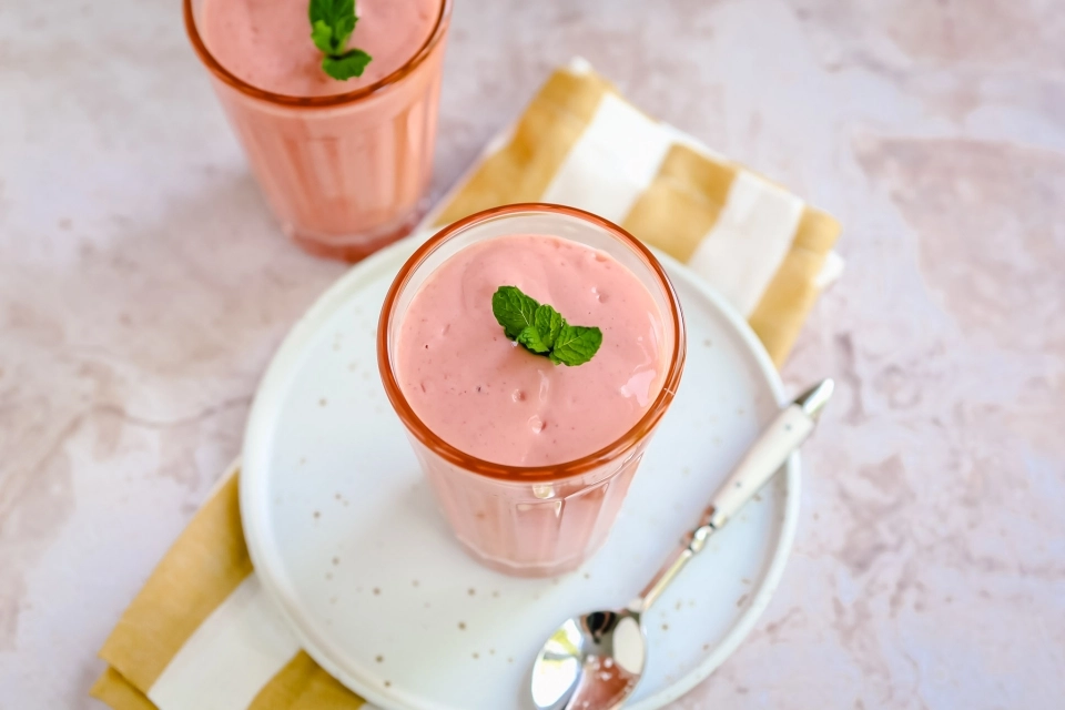 Ontbijt smoothie met frambozen