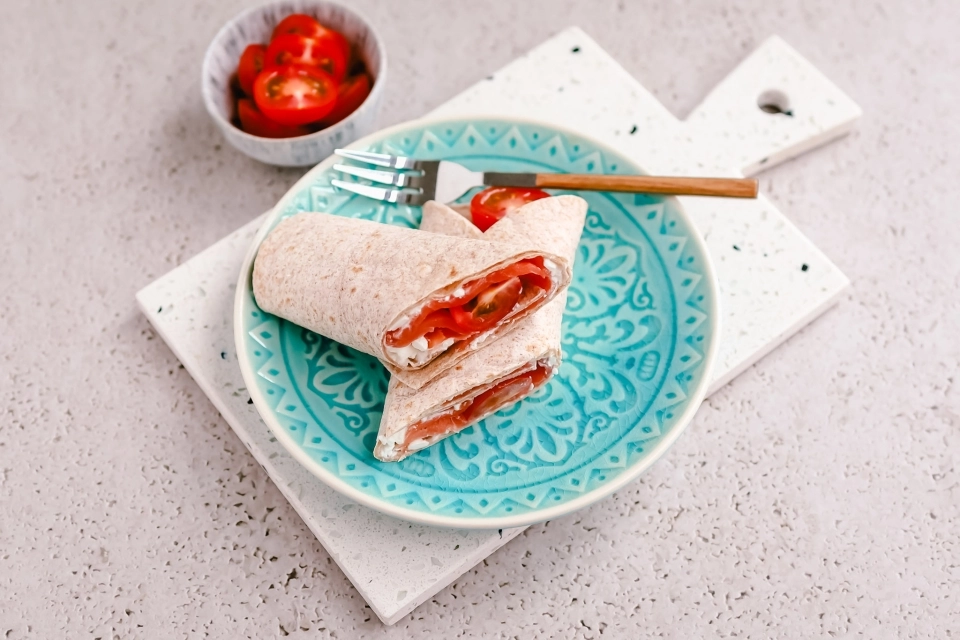 Wrap met cottage cheese & gerookte zalm
