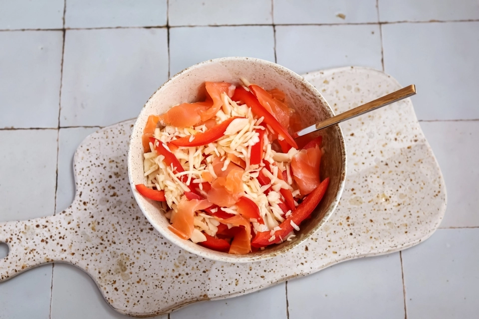 Koolsalade met gerookte zalm