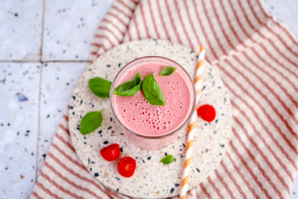 Ontbijt smoothie met tomaat & aardbeien