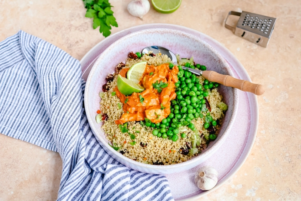 Couscous met kip tandoori & tuinerwten