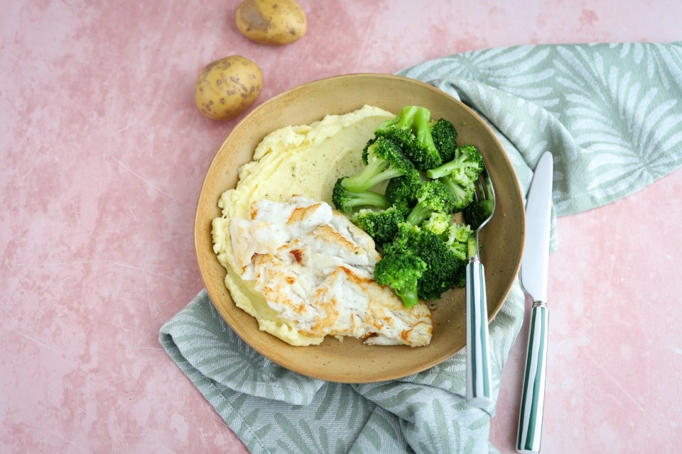 Kabeljauw met broccoli & aardappelpuree