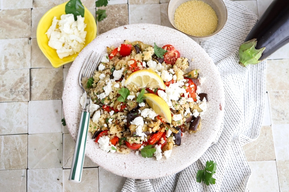 Couscoussalade met geroosterde groenten & feta