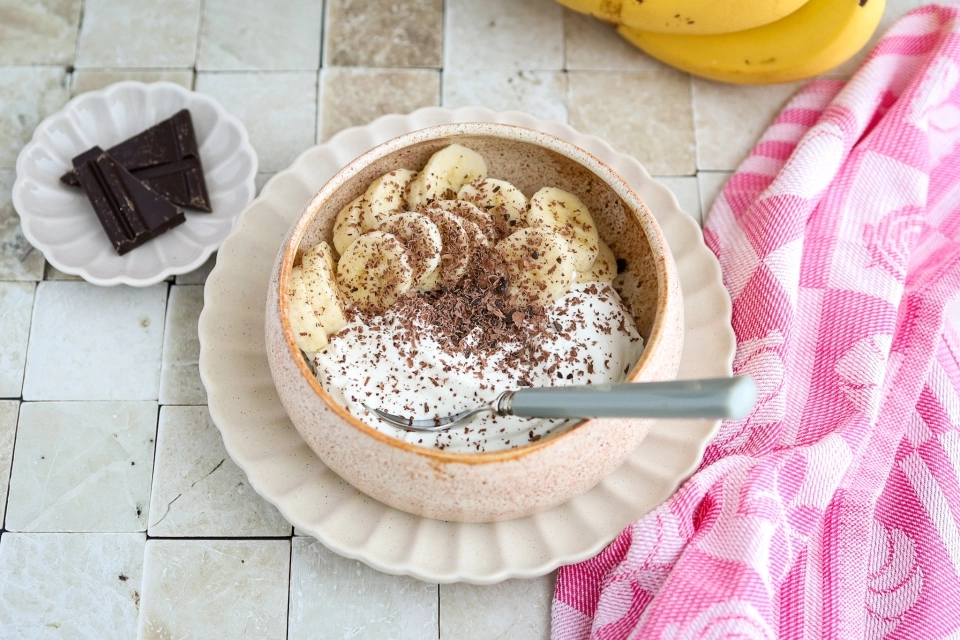 Kwark met banaan & pure chocolade