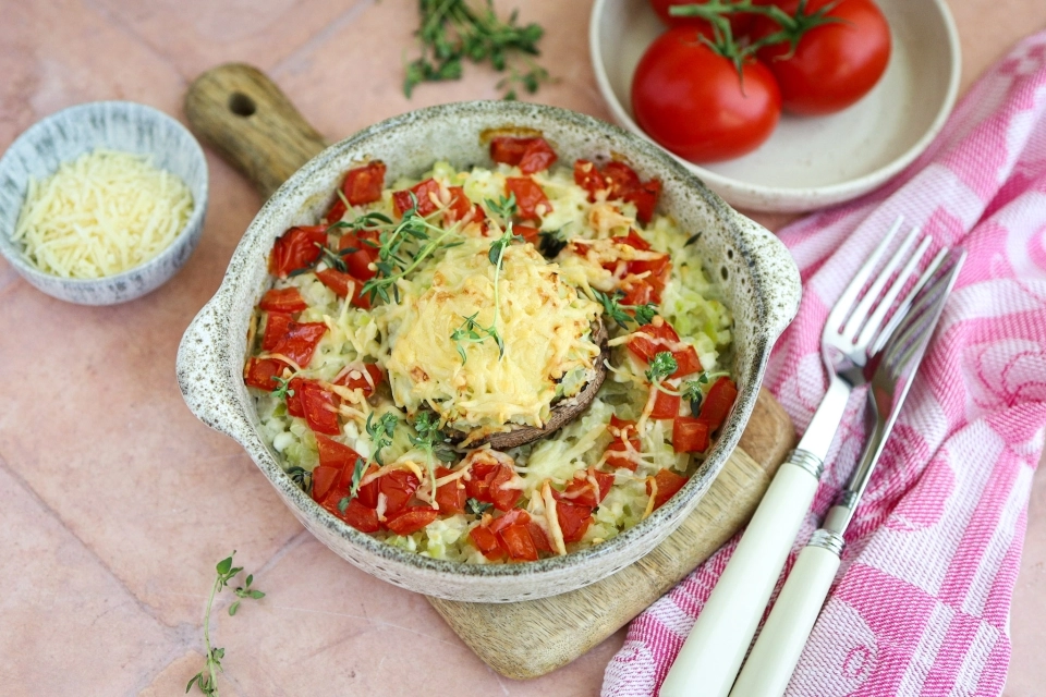Portobello met broccolirijst uit de oven