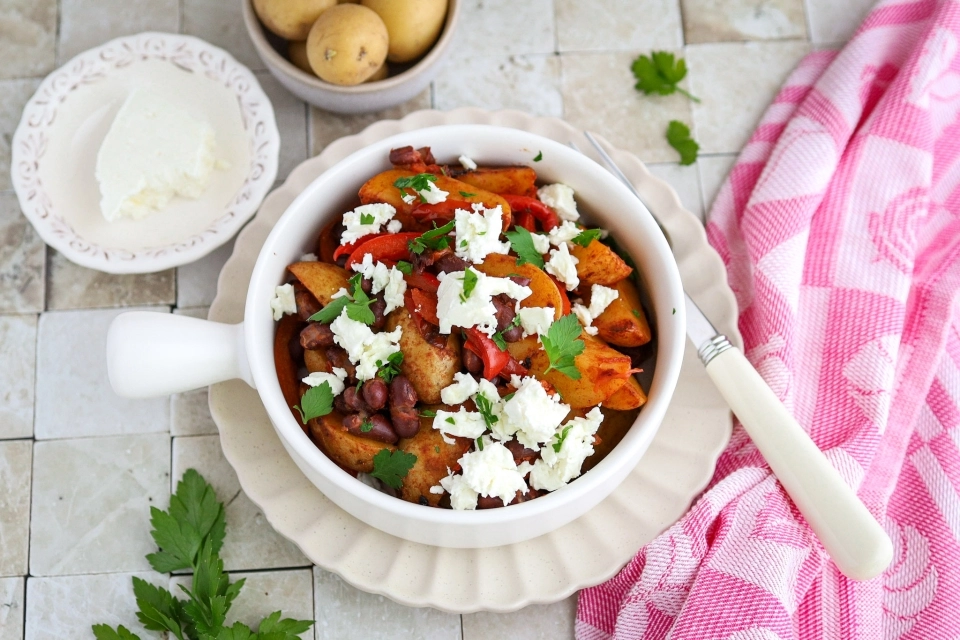 Snelle bonenschotel met verse groenten