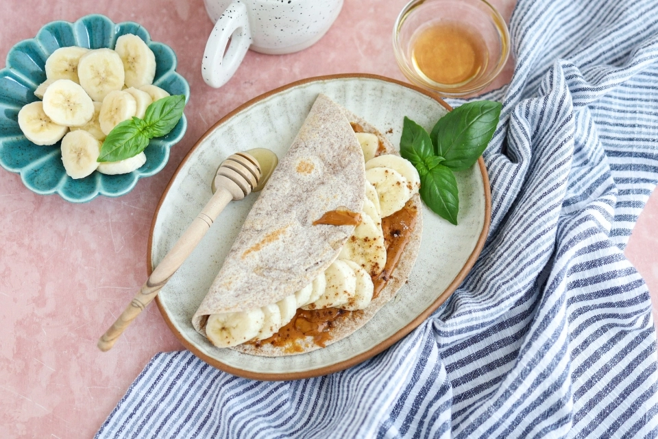 Wrap met banaan & pindakaas