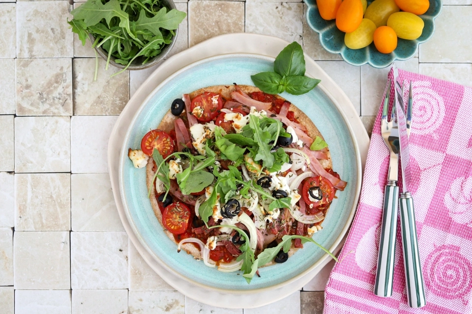 Wrap pizza met feta & achterham